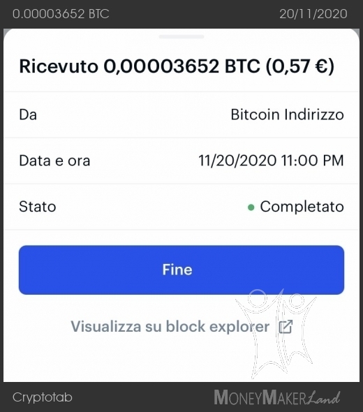 Payment 135 for Cryptotab