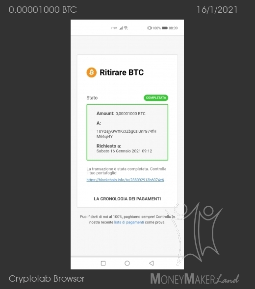Payment 2 for Cryptotab Browser