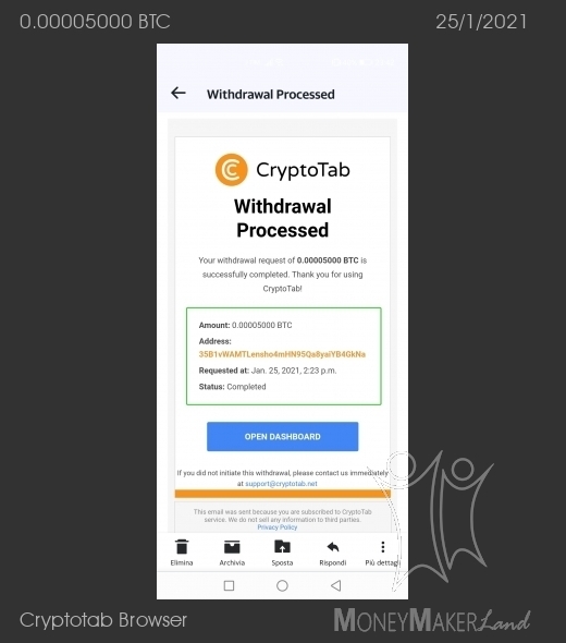 Payment 4 for Cryptotab Browser