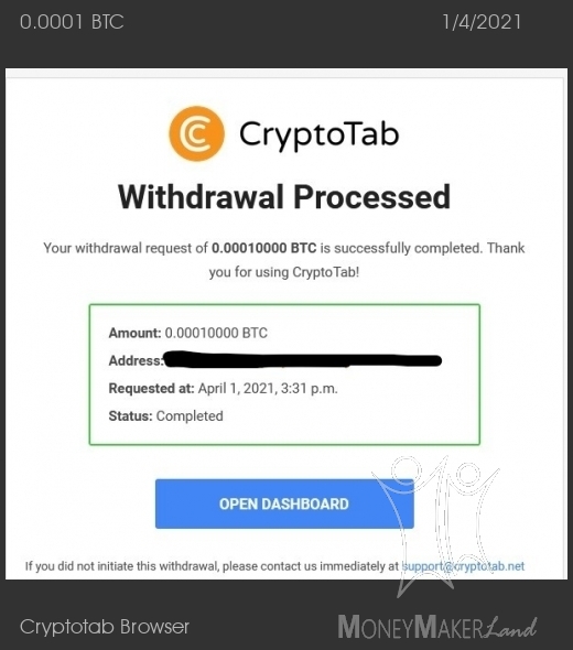 Payment 8 for Cryptotab Browser