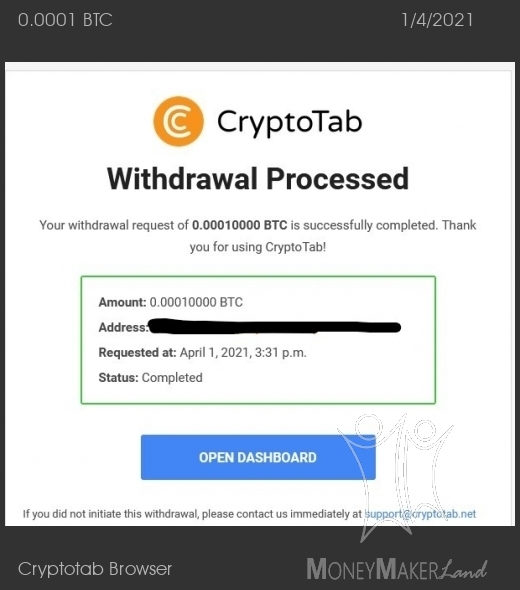 Pagamento 8 per Cryptotab Browser