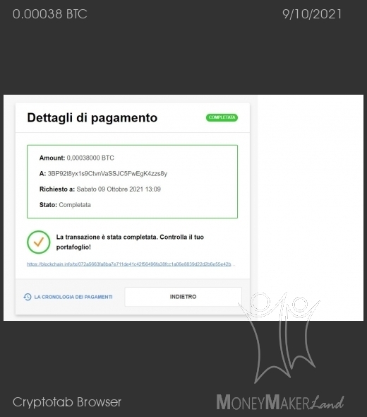 Payment 13 for Cryptotab Browser