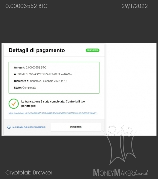 Payment 16 for Cryptotab Browser