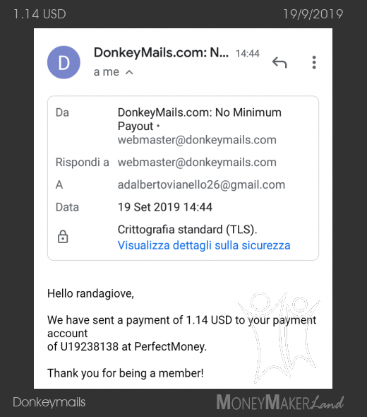 Payment 54 for Donkeymails