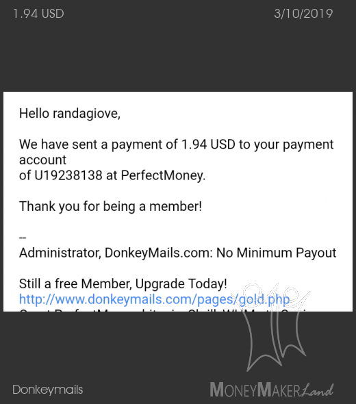 Payment 56 for Donkeymails