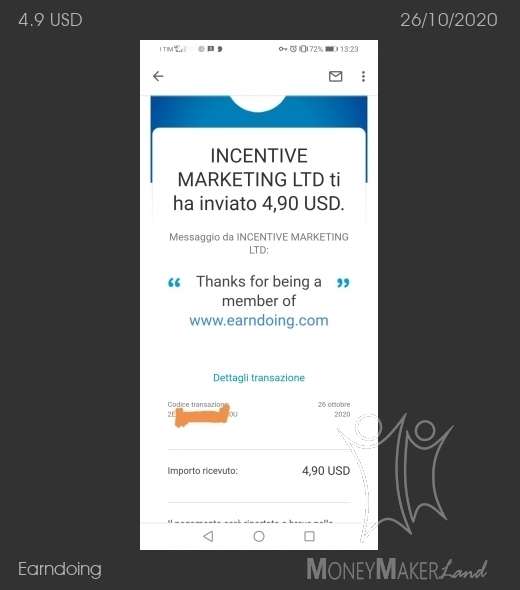 Payment 1 for Earndoing
