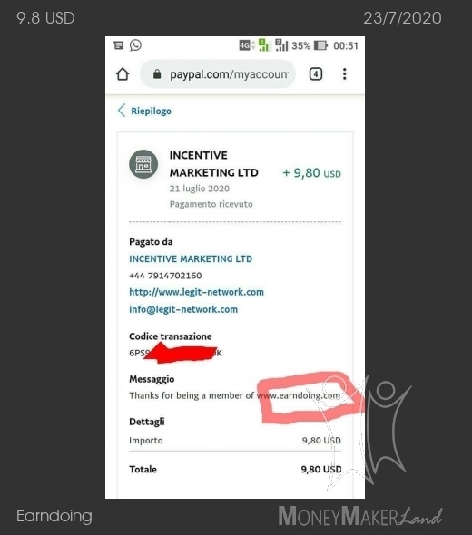 Payment 6 for Earndoing