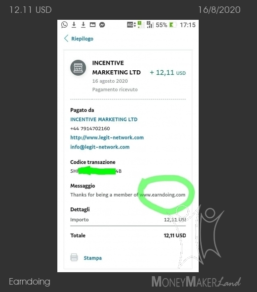 Payment 11 for Earndoing