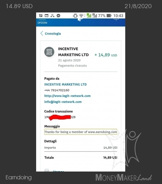Payment 12 for Earndoing