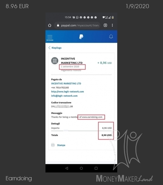 Payment 14 for Earndoing