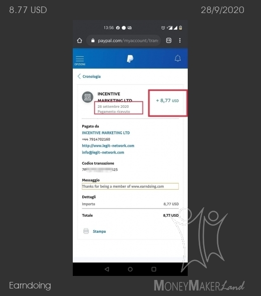Payment 23 for Earndoing