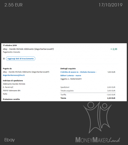 Pagamento 355 per Ebay