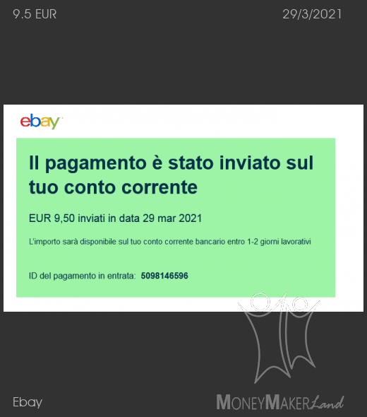 Pagamento 390 per Ebay