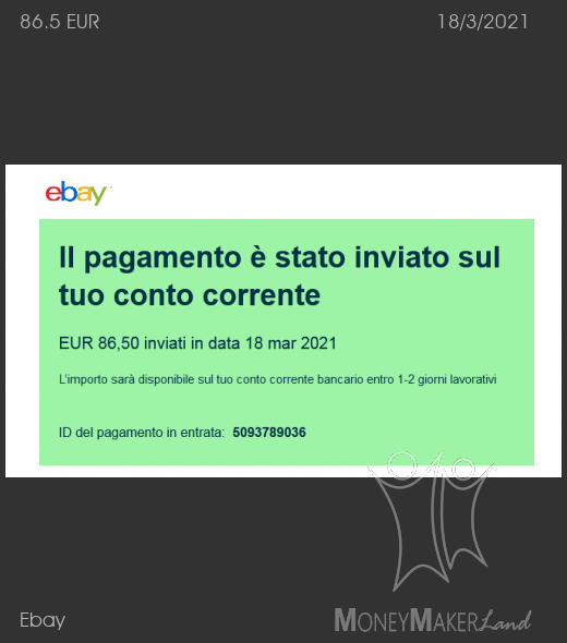 Payment 395 for Ebay