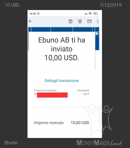 Payment 1 for Ebuno