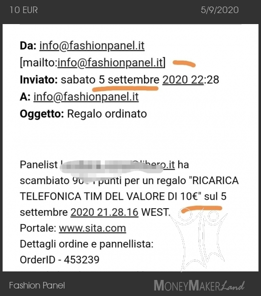 Payment 74 for Fashion Panel