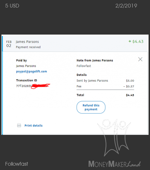 Payment 19 for Followfast