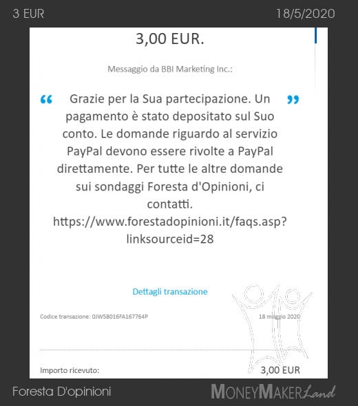 Payment 215 for Foresta D'opinioni