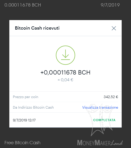 Payment 4 for Free Bitcoin Cash