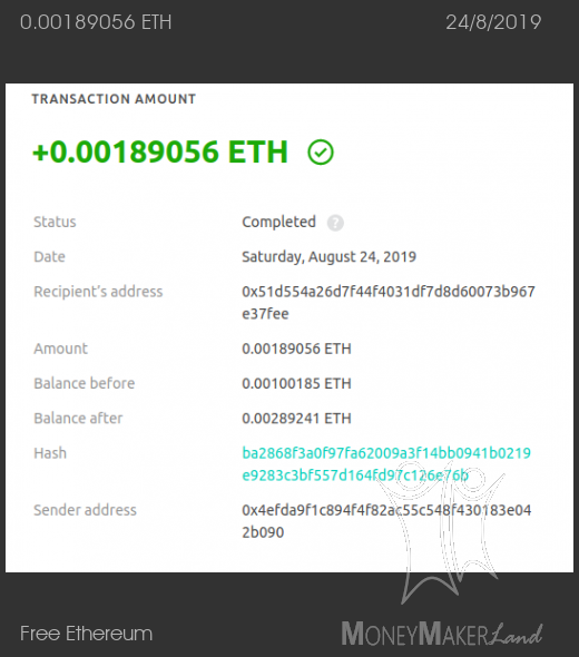 Payment 2 for Free Ethereum