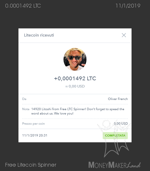 Payment 35 for Free Litecoin Spinner