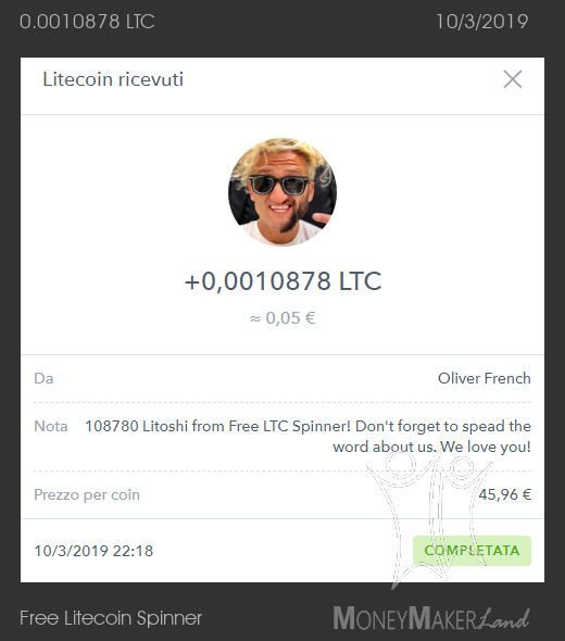 Payment 38 for Free Litecoin Spinner