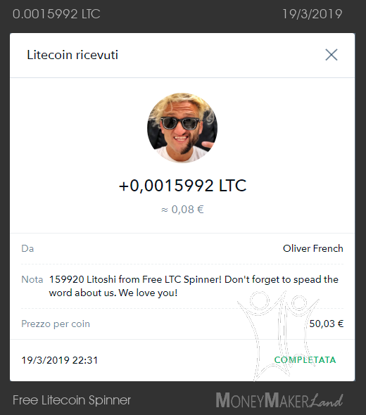 Payment 39 for Free Litecoin Spinner