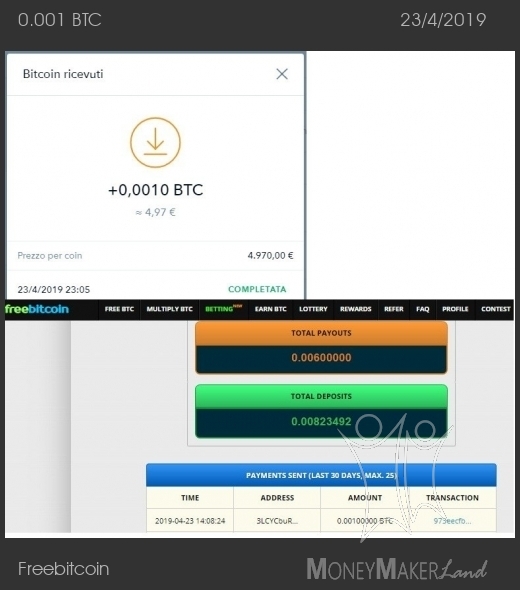 Pagamento 200 per Freebitcoin