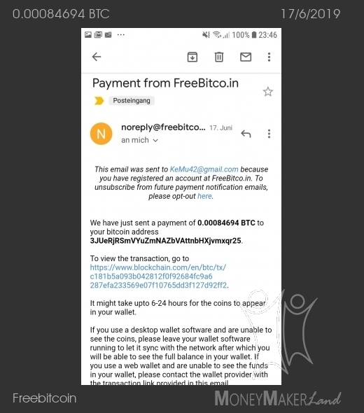 Pagamento 204 per Freebitcoin