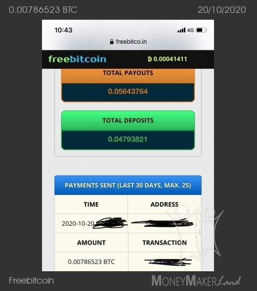 Pagamento 223 per Freebitcoin