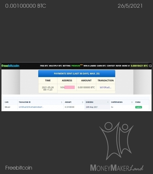 Pagamento 246 per Freebitcoin