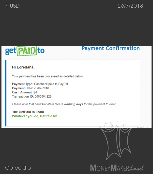 Payment 10 for Getpaidto