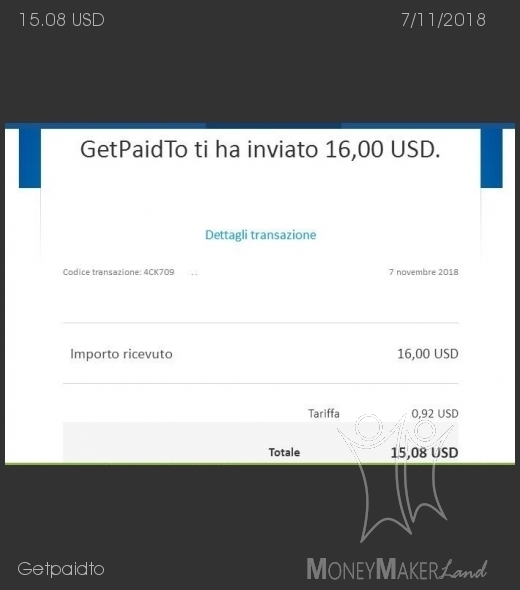 Pagamento 15 per Getpaidto