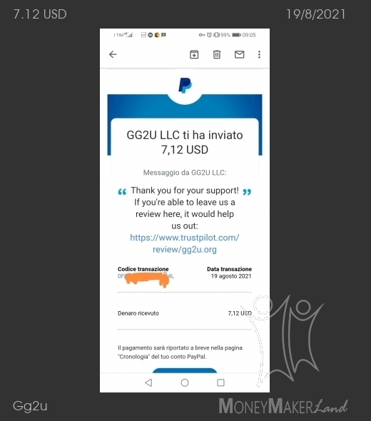 Payment 21 for Gg2u