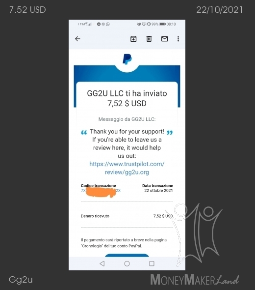 Payment 29 for Gg2u