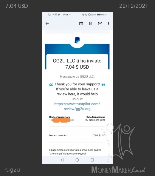 Payment 30 for Gg2u