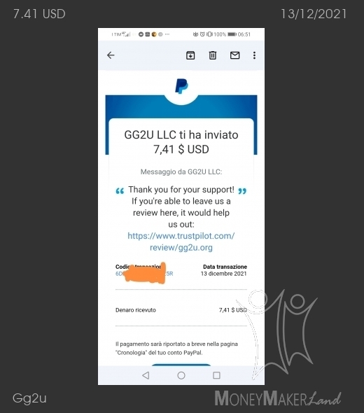 Payment 31 for Gg2u