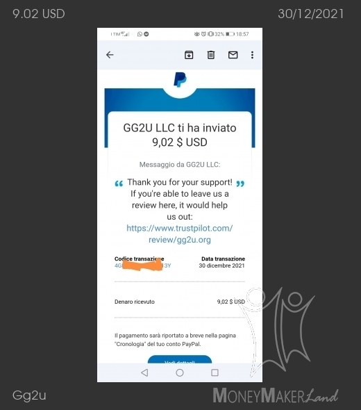 Pagamento 32 per Gg2u