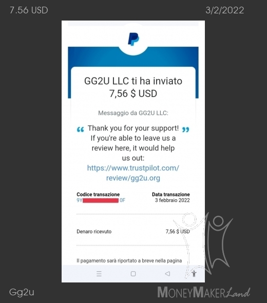 Payment 38 for Gg2u