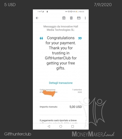 Payment 5 for Gifthunterclub