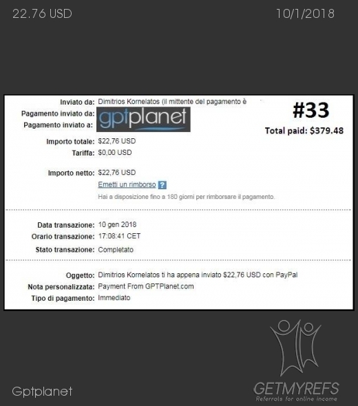 Payment 52 for Gptplanet