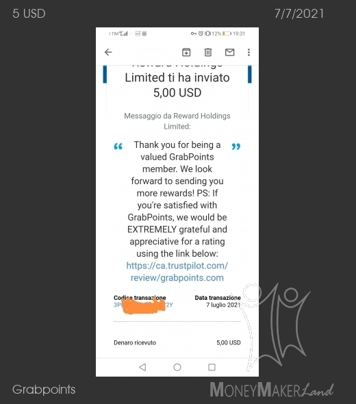 Payment 106 for Grabpoints