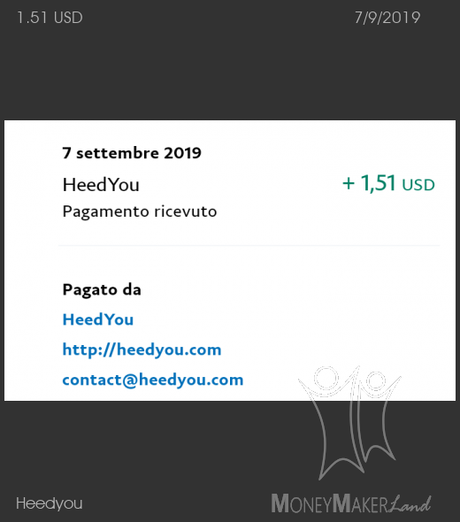 Pagamento 6 per Heedyou