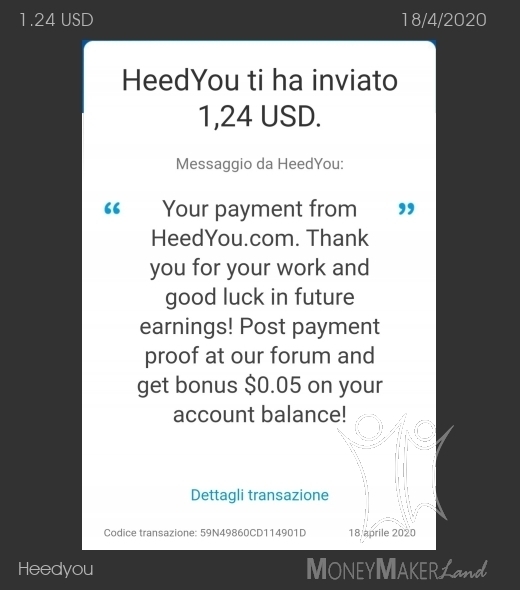 Payment 9 for Heedyou