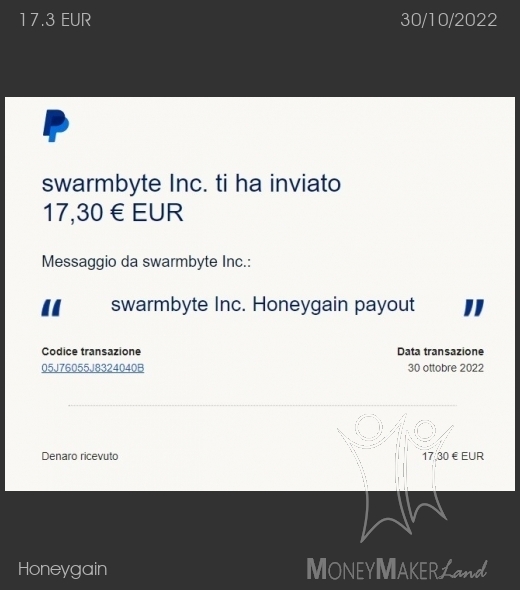 Payment 12 for Honeygain