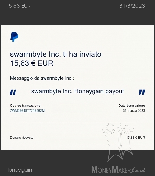 Payment 14 for Honeygain