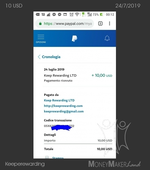 Payment 1 for Keep Rewarding