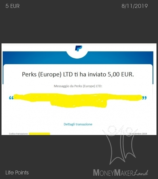 Pagamento 154 per Life Points