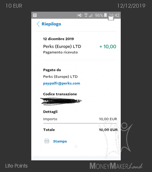 Pagamento 167 per Life Points