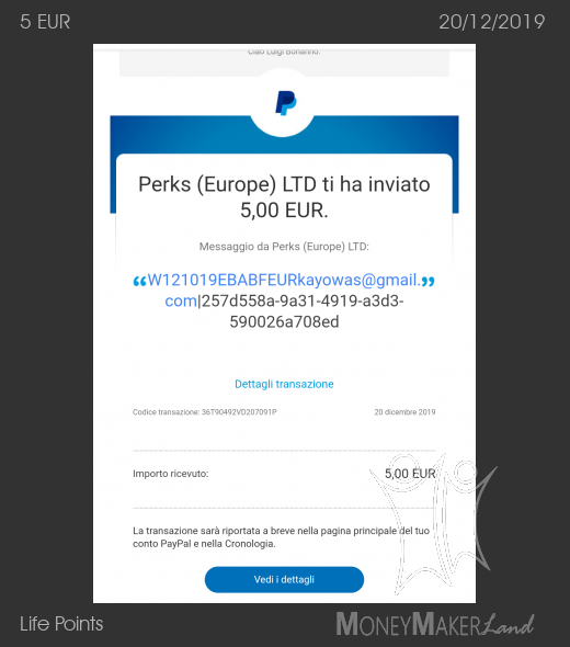 Pagamento 161 per Life Points